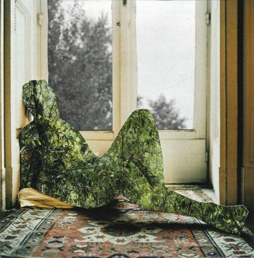 reclining woman made of plants