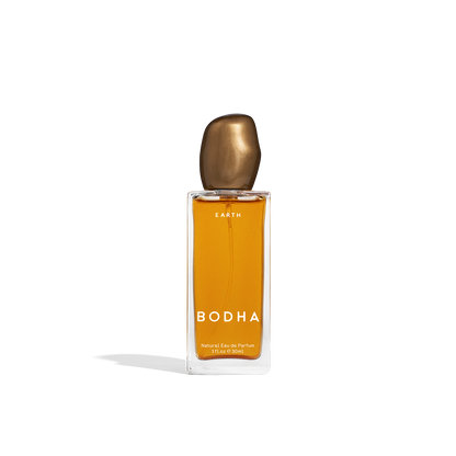 Earth natural Eau de Parfum 30ml glass spray bottle with hand-cast bronze lid by BODHA