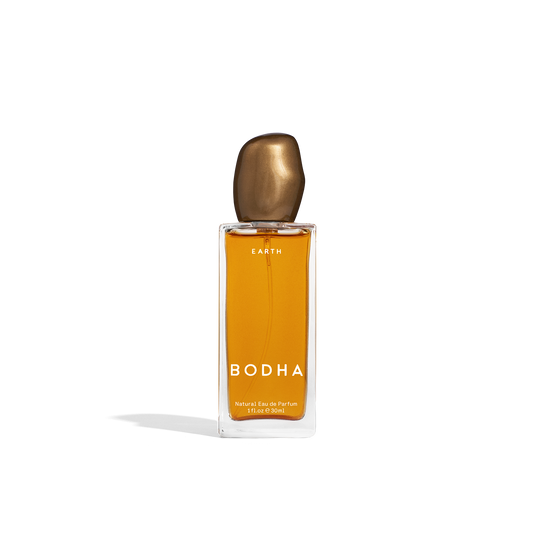 Earth natural Eau de Parfum 30ml glass spray bottle with hand-cast bronze lid by BODHA